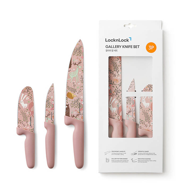 Bộ dao nhà bếp 3 món LocknLock Gallery Knife Set Màu hồng - CKK308S3, , large image number null